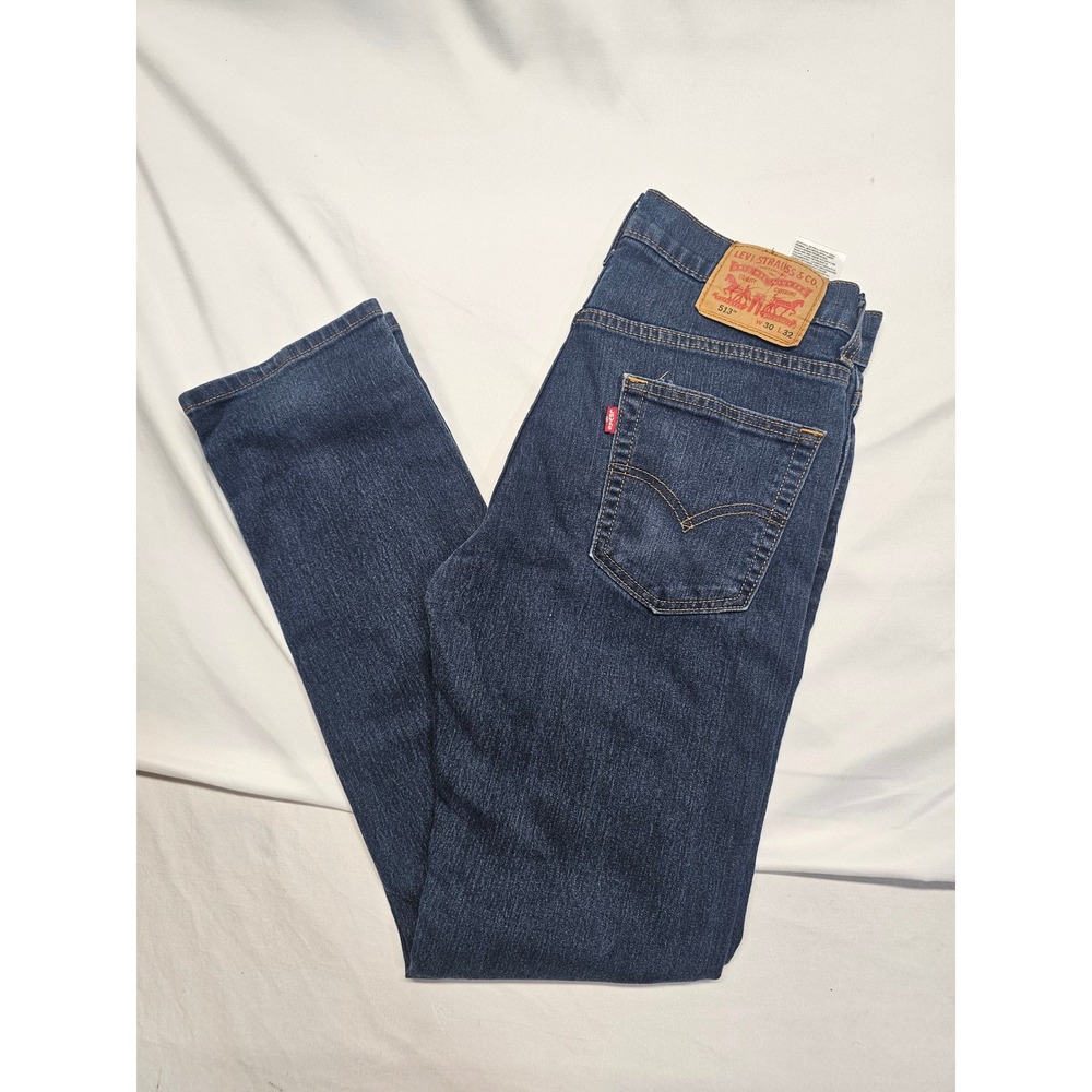 Levis 513 Slim Straight Jeans Mens 30x32 Dark Wash Blue Stretch Denim 05513-0571